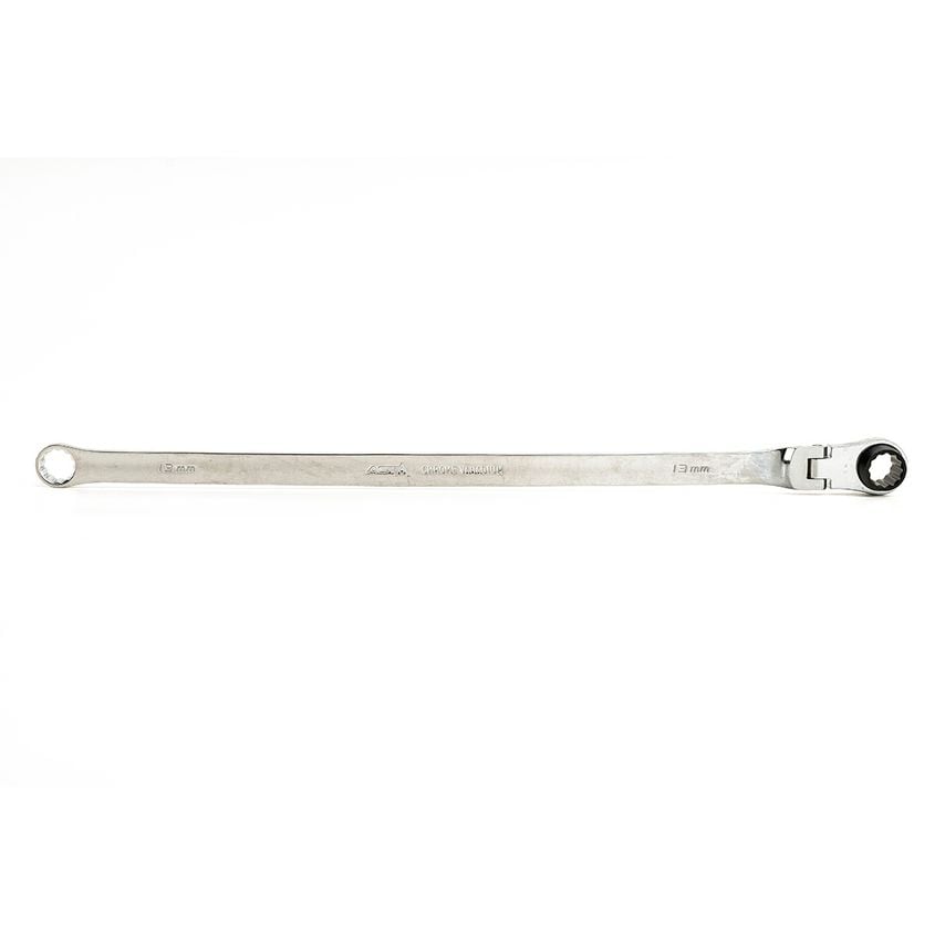 13mm Extra Long Flexible Double Head Ring Spanner with Ratchet 380mm 138Nm