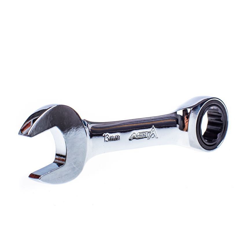 13mm Short (Stubby) Ratcheting Combination Spanner 72T Ratchet 105mm Long