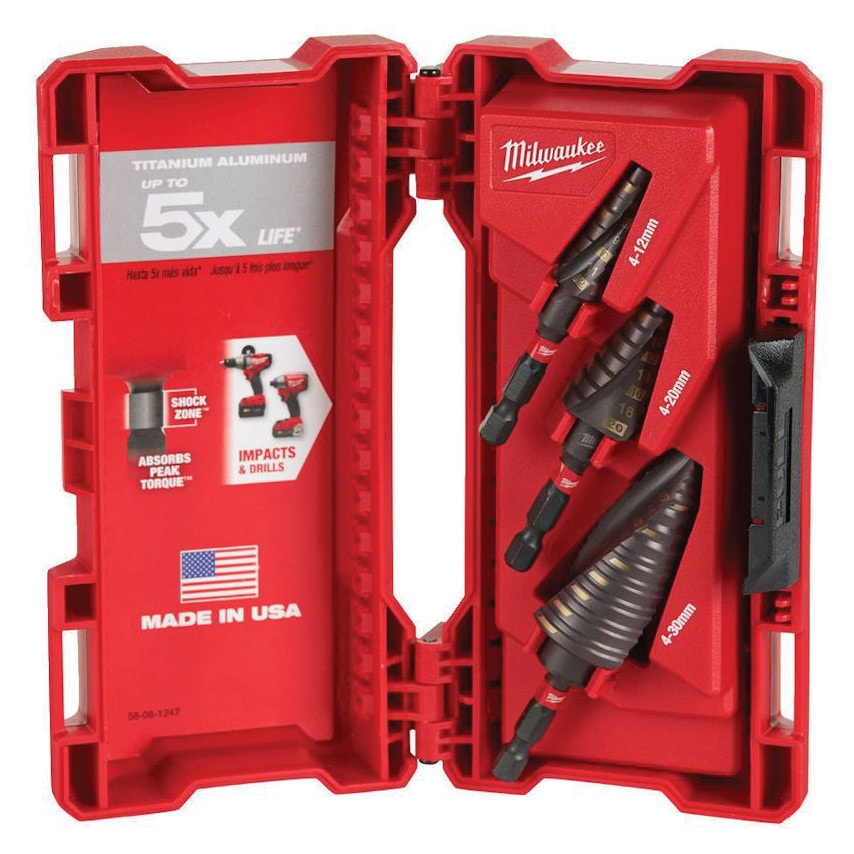 1/4"HEX Shockwave TiAN Step Drill Set (4-12mm, 20mm & 30mm) (3PC)