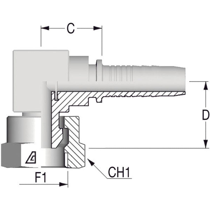 1/4ID-1/4bspP Female Swivel Insert 90 Degrees Compact Forged H1220581-040400