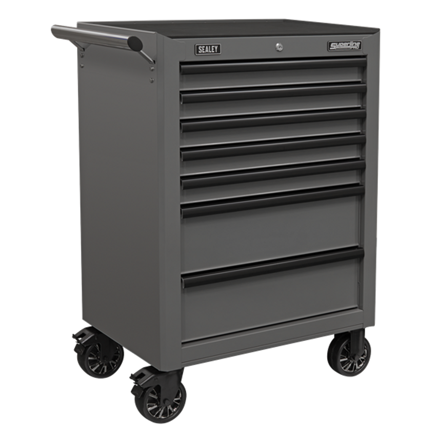 14 Drawer Topchest, Mid-Box & Rollcab Combination with Ball-Bearing Slides - Grey