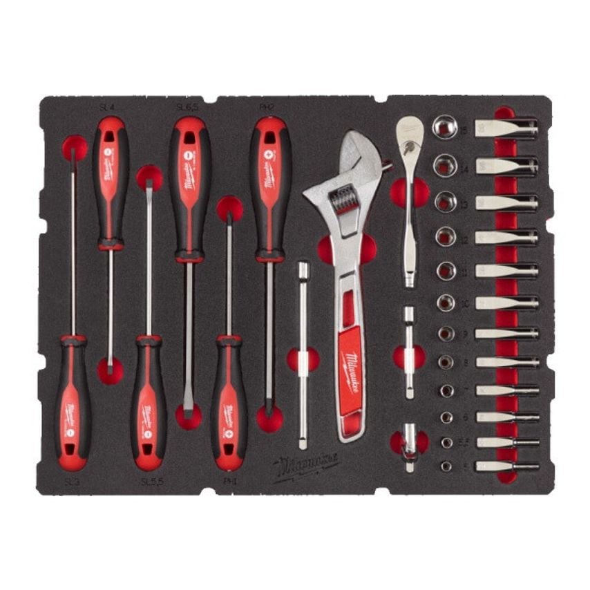1/4" Drive Ratchet, Socket, Screwdriver and Wrench Set PACKOUT Foam Insert - 35pc