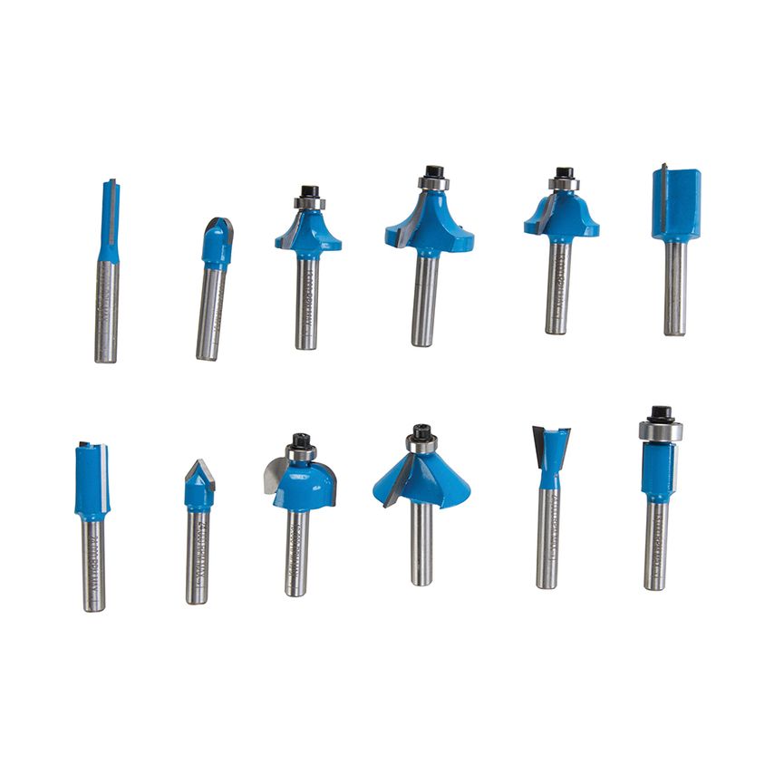 1/4" TCT Router Bit Set 12 Piece 1/4"