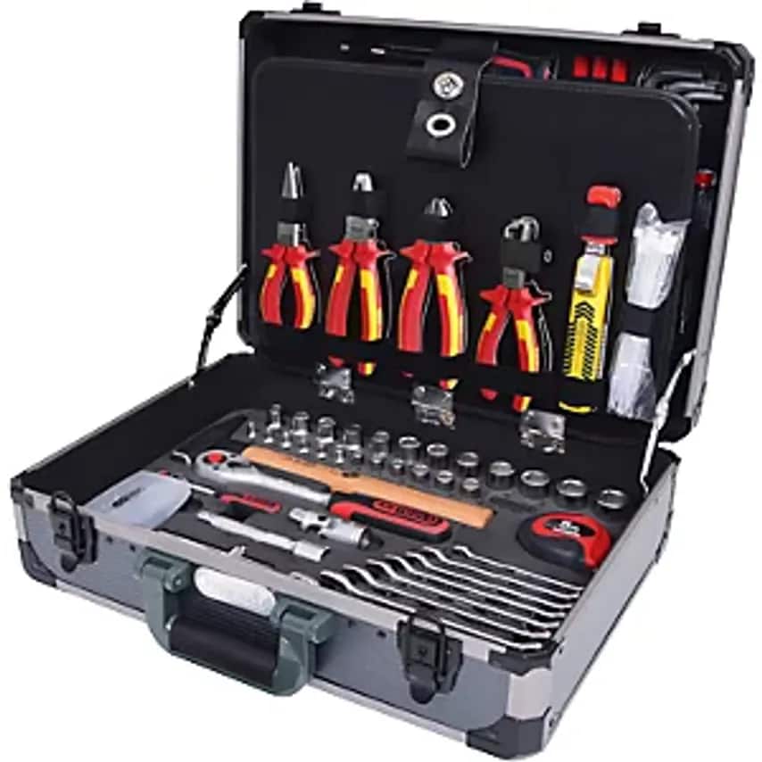 1/4'' + 1/2'' Electricians' Tool Case, 128 Parts, FlankTraction