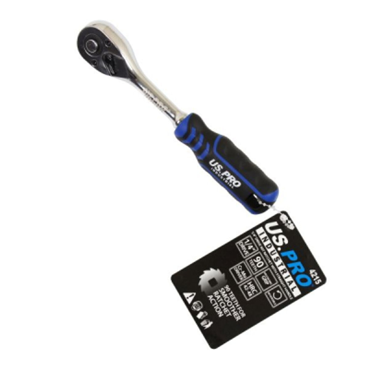 1/4in Drive 90T Ratchet Straight Handle with Grip