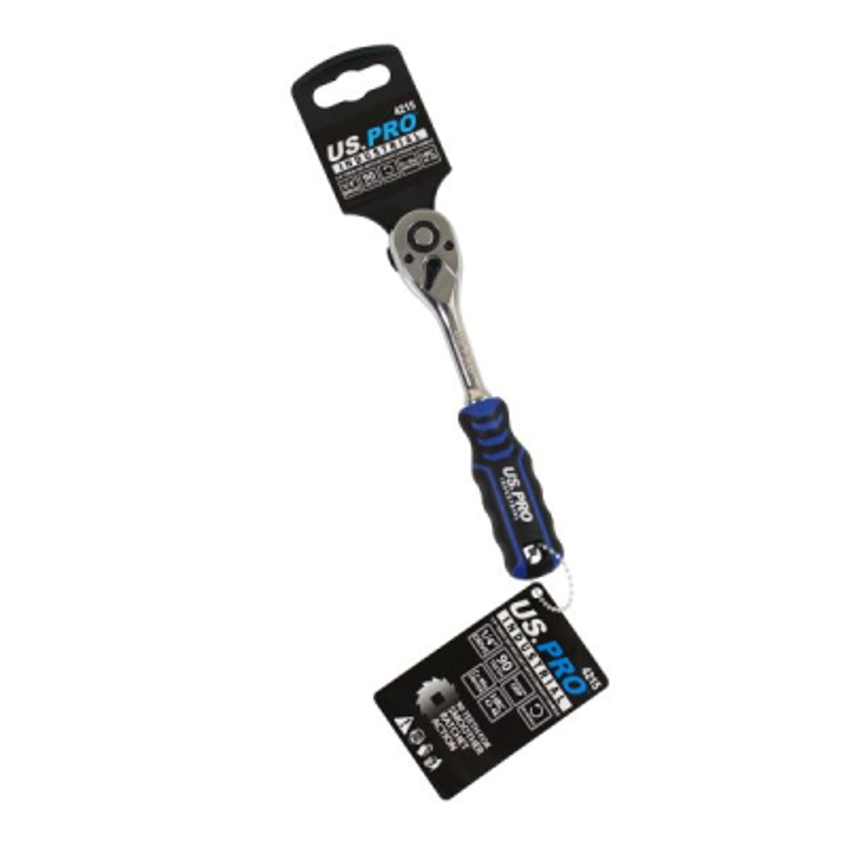 1/4in Drive 90T Ratchet Straight Handle with Grip