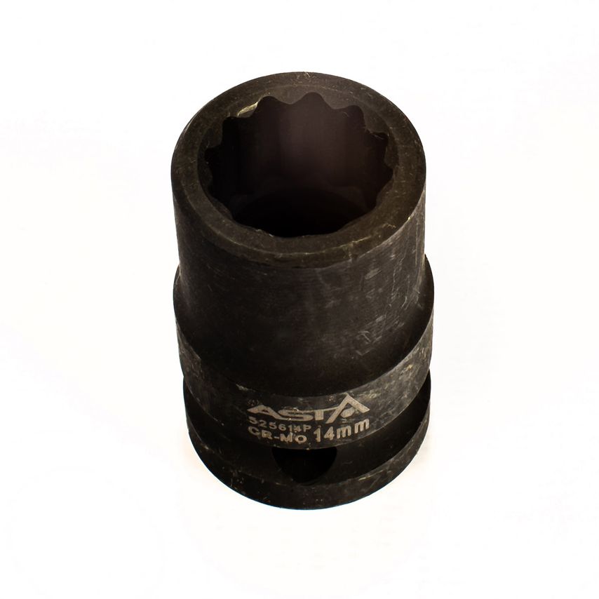 14mm 1/2" Drive Short Impact Socket 12 Point (12PT) Heavy Duty 38mm Length