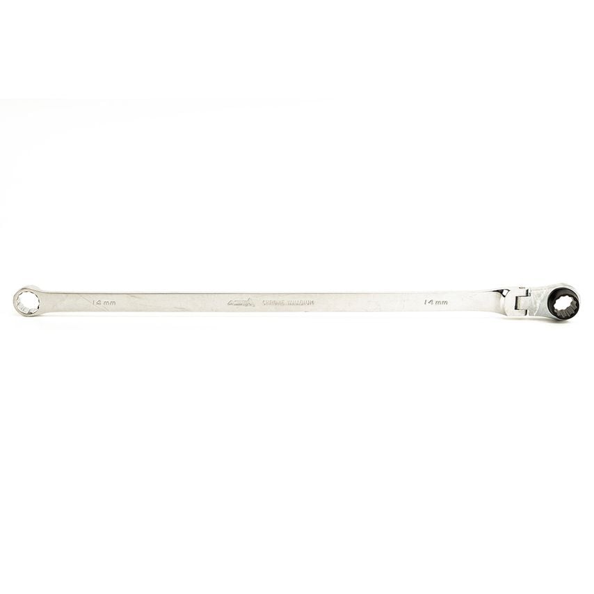 14mm Extra Long Flexible Double Head Ring Spanner with Ratchet 405mm 190Nm