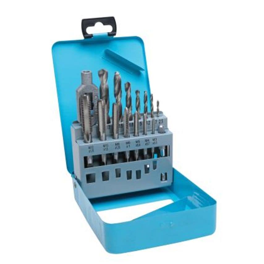 15PCE Drill and Tap Set in Tin (M3-M12)