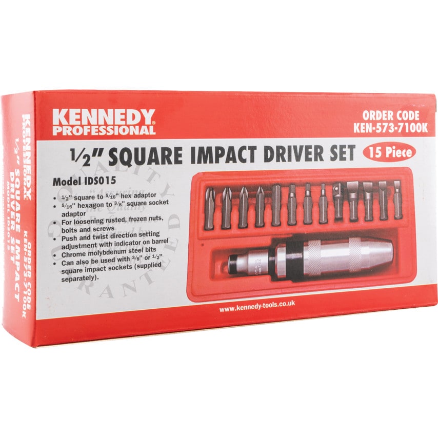 15-Piece Impact Driver Set 1/2" Square Drive