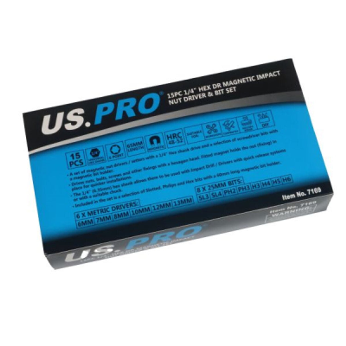 15 Piece 1/4in Hex Dr Magnetic Impact Nut Driver & Bit Set Metric