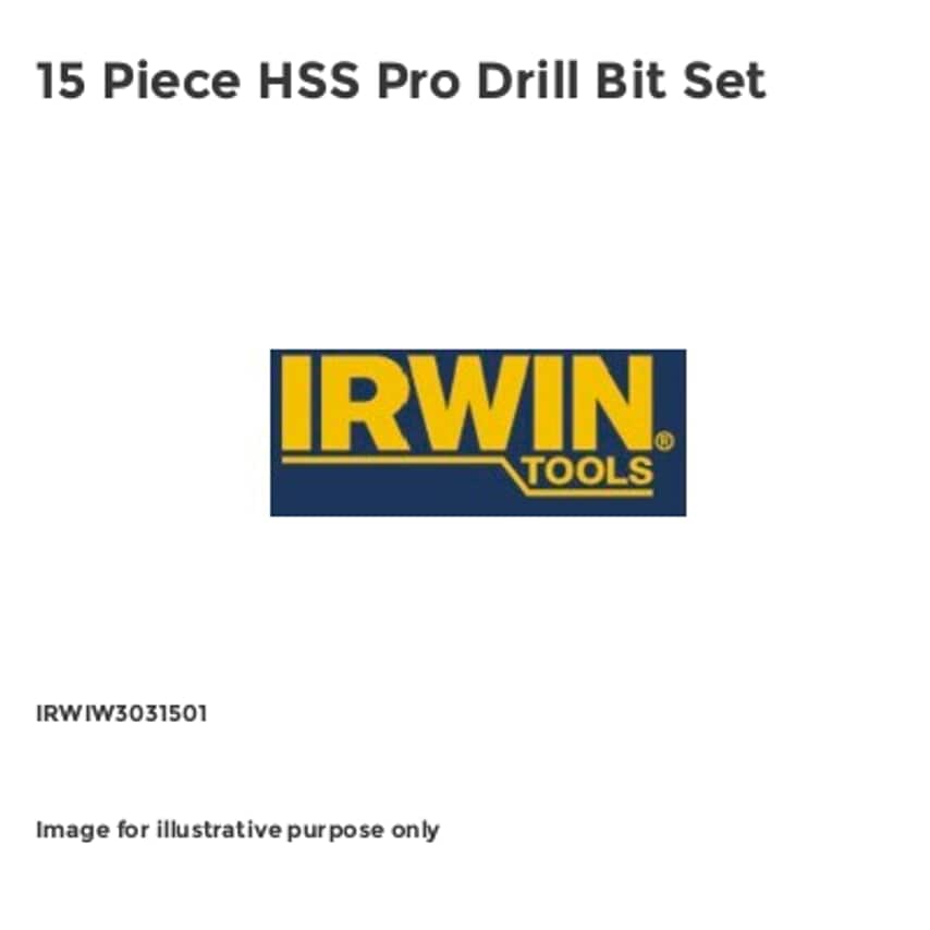 15 Piece HSS Pro Drill Bit Set IRWIW3031501
