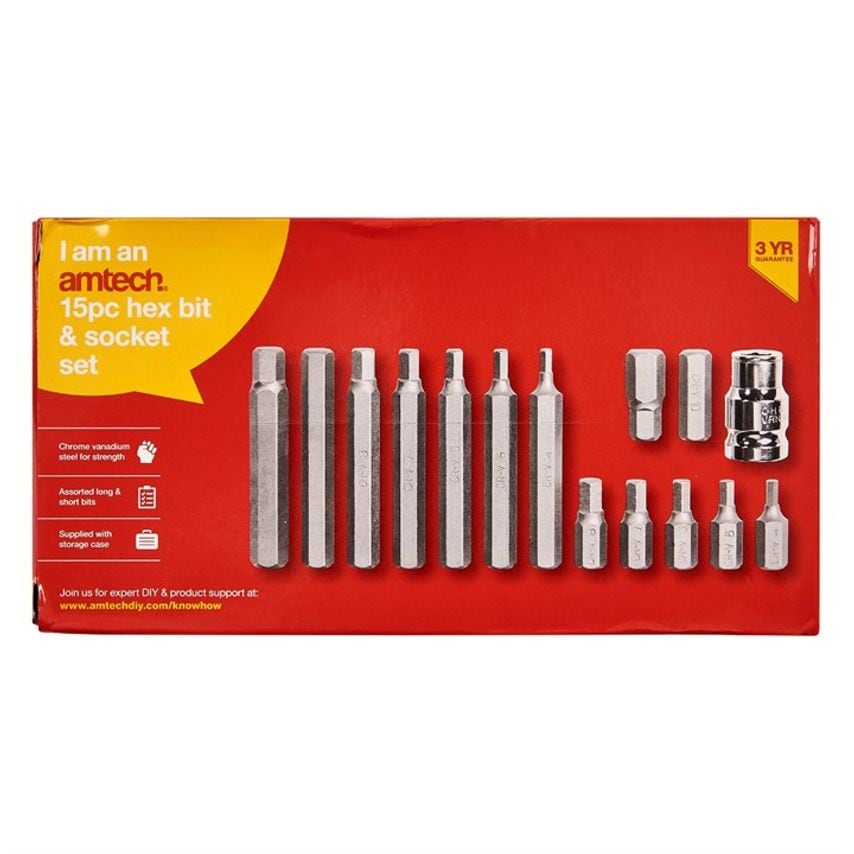 15 Piece Hex Bit and Socket Set