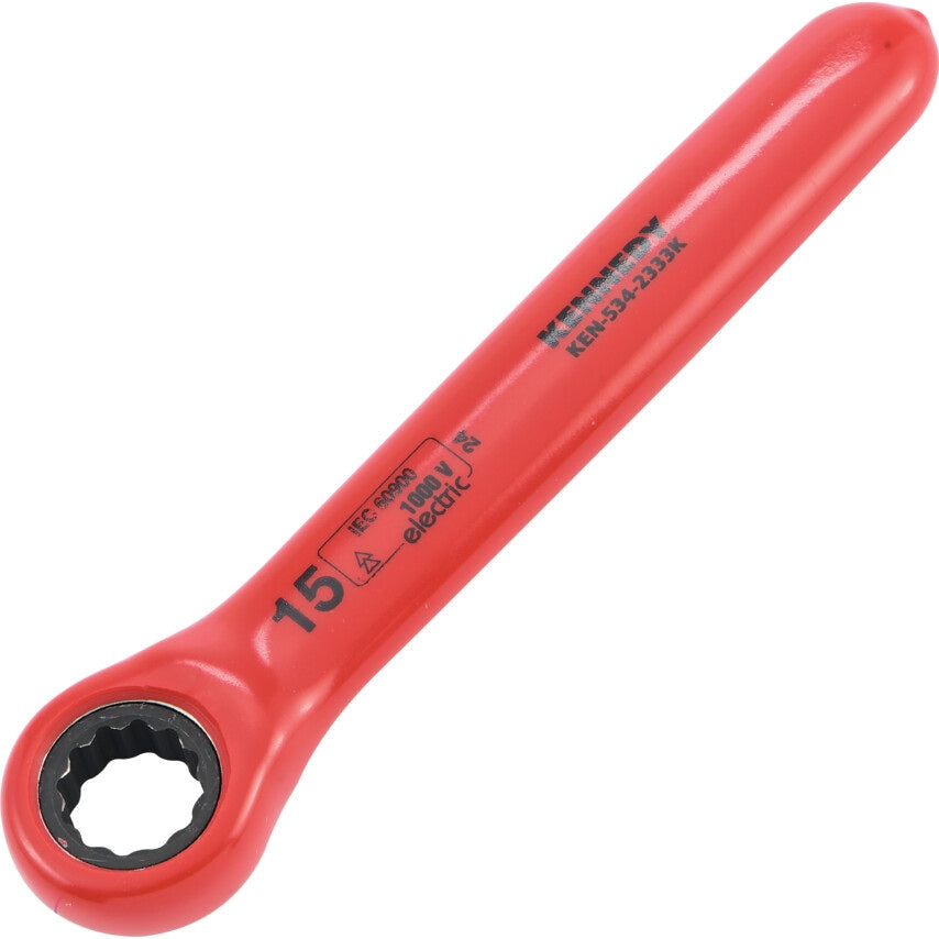 15mm Insulated Ratchet Ring Spanner Double Triangle 1000 V