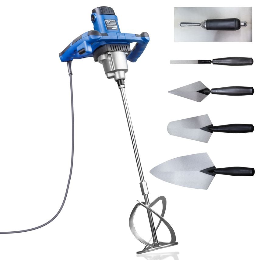 1600W Electric Paddle Mixer with 5 Piece Trowel Set 230v/240v