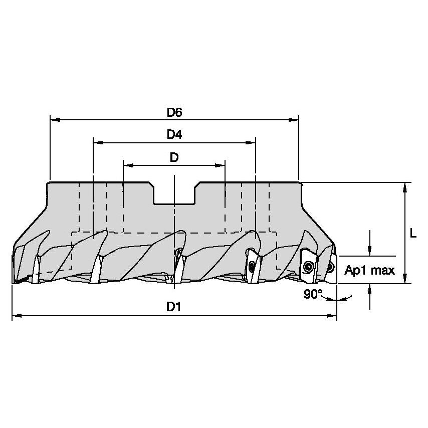 160C12RS90ED18D Sq Sh Shell Mill D=160 Z=12