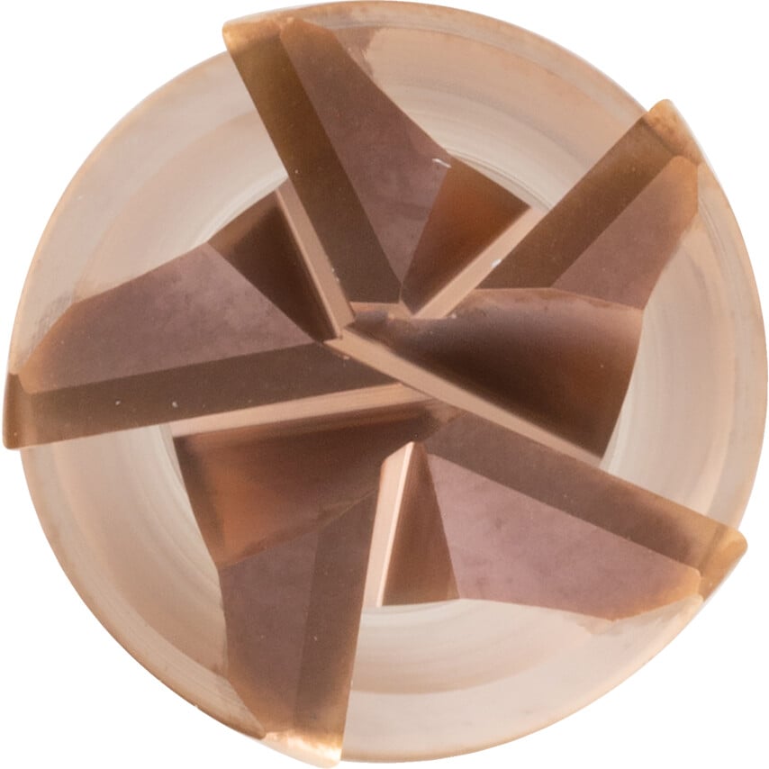 16.0MM 5FLT 0.50 Rad Vari Helix TiAlN Gold Coated HP CARB End Mill