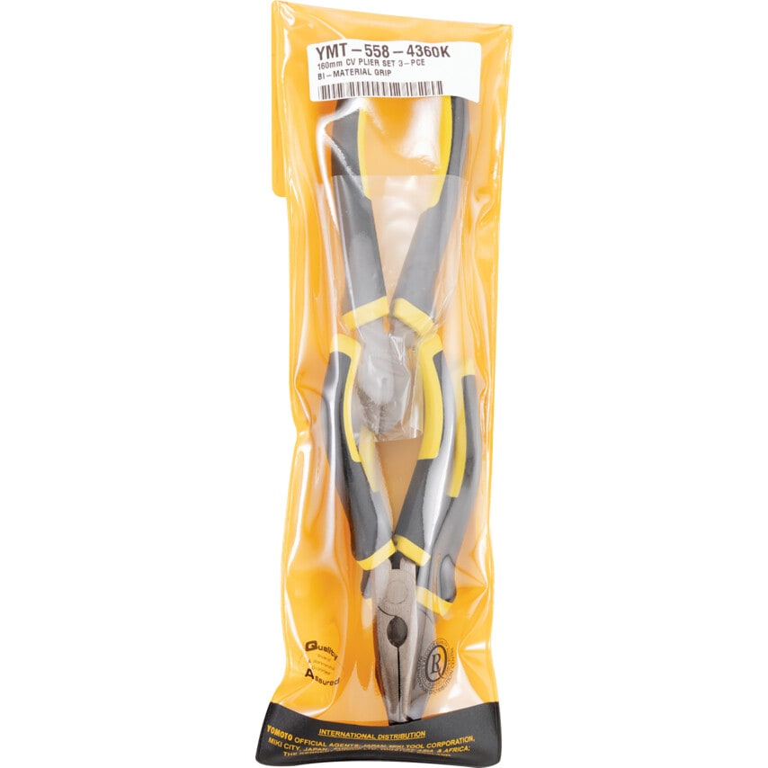 160mm CV Plier Set 3 Piece Bi-Material Grip