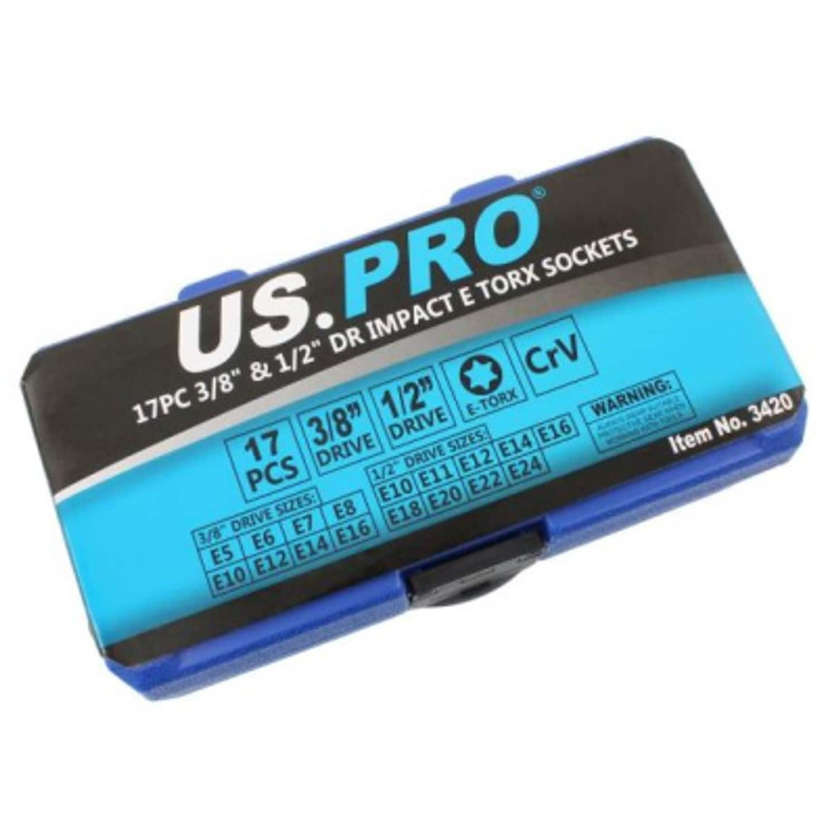 17 Piece 3/8in and 1/2in Drive Impact E-Torx Socket Set