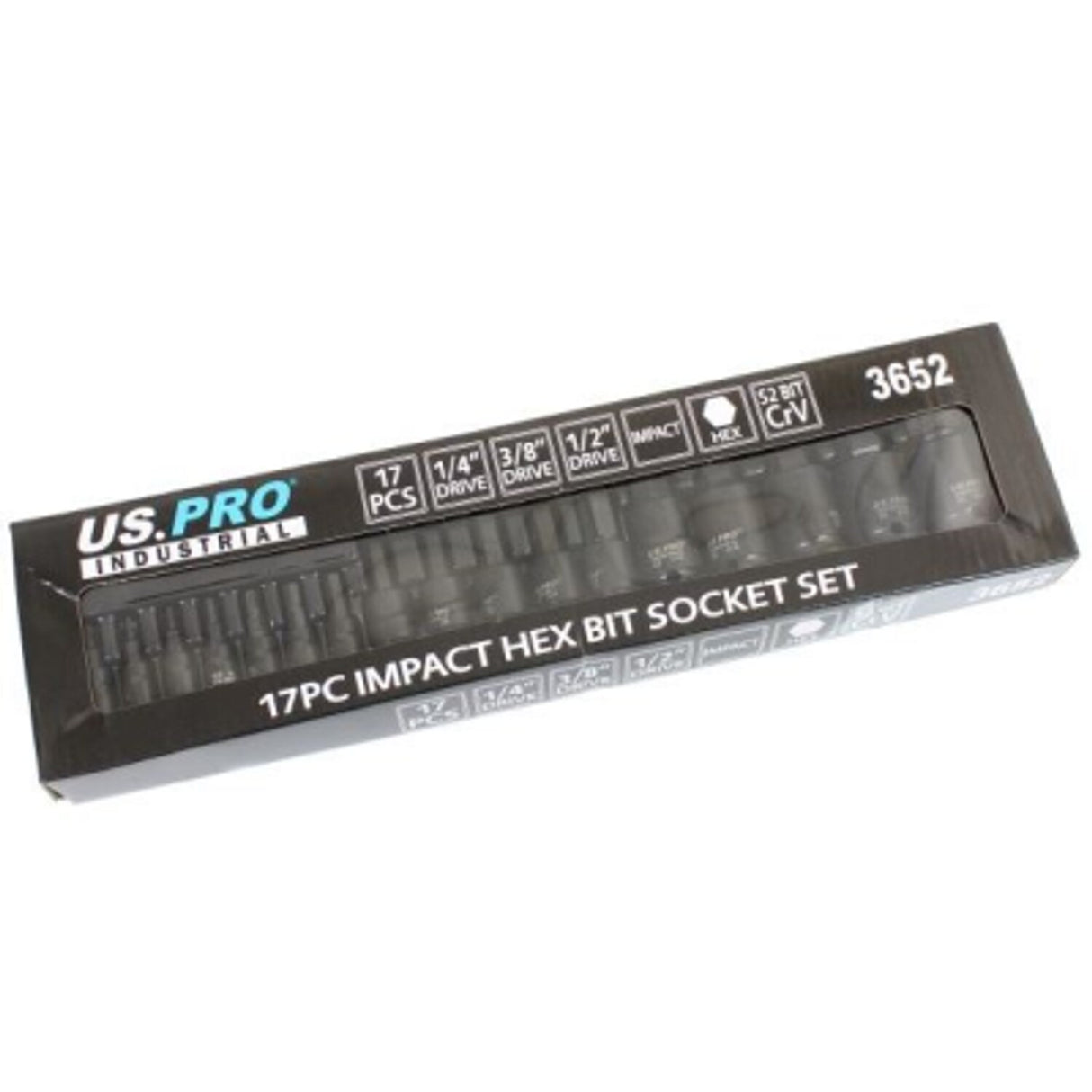 17 Piece Impact Hex Bit Socket Set 1/4in 3/8in 1/2in Drive