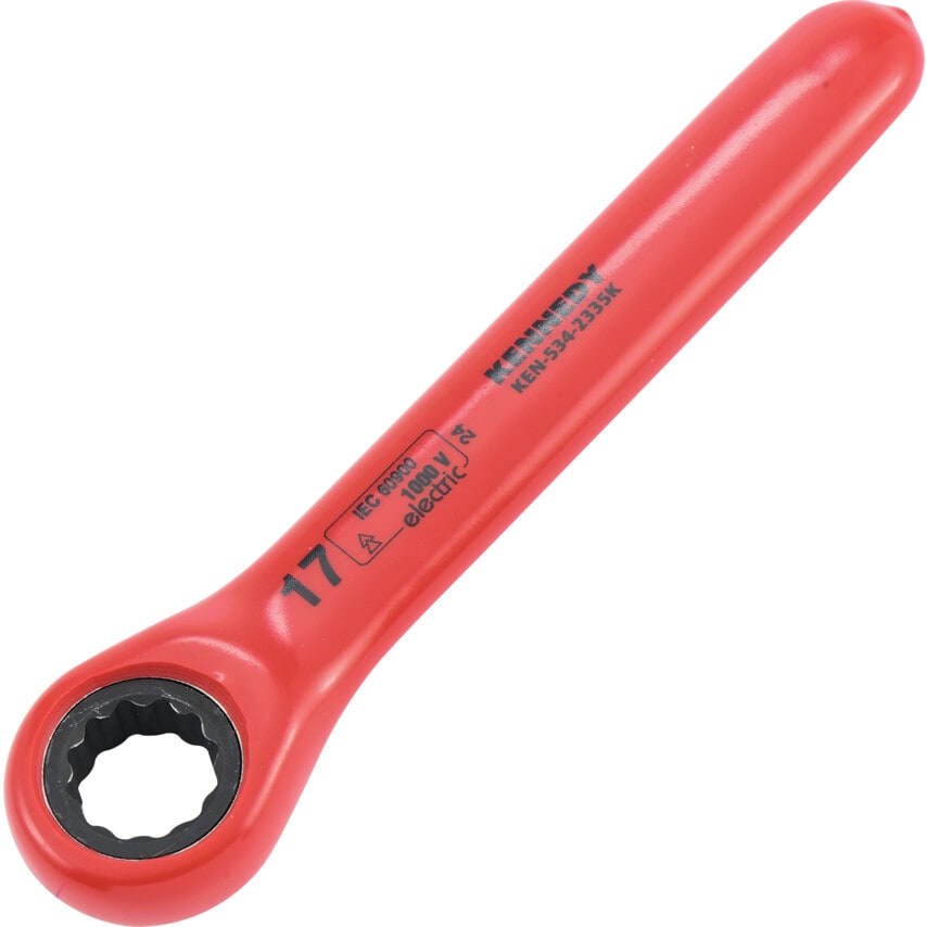 17mm Insulated Ratchet Ring Spanner Double Triangle 1000 V