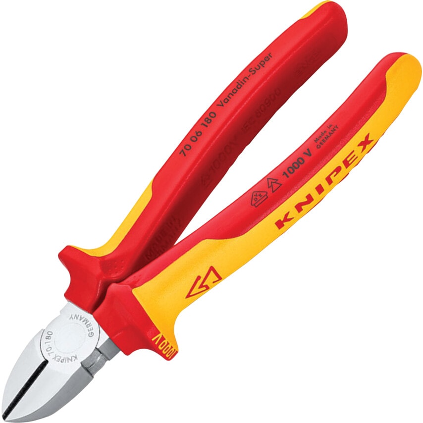 180mm Side Cutters, Insulated Handle, 4mm Cutting Capacity