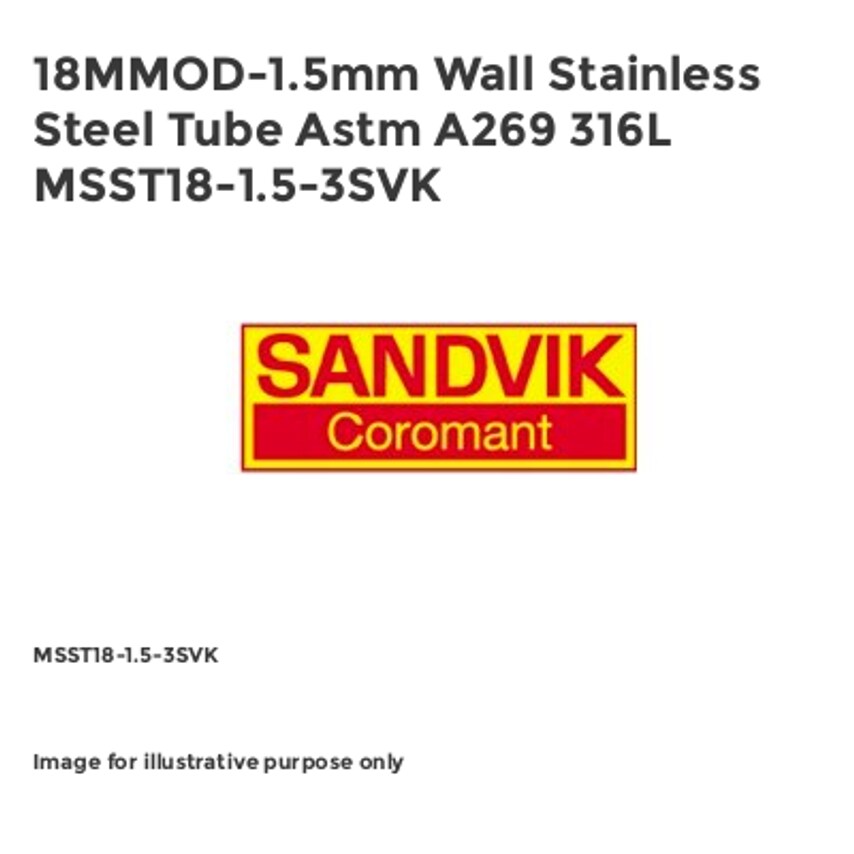 18MMOD-1.5mm Wall Stainless Steel Tube Astm A269 316L MSST18-1.5-3SVK
