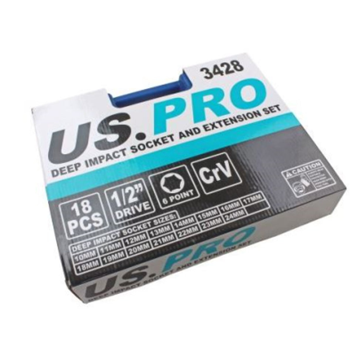 18 Piece 1/2in Drive Deep Impact Socket & Extension Set 10-24mm