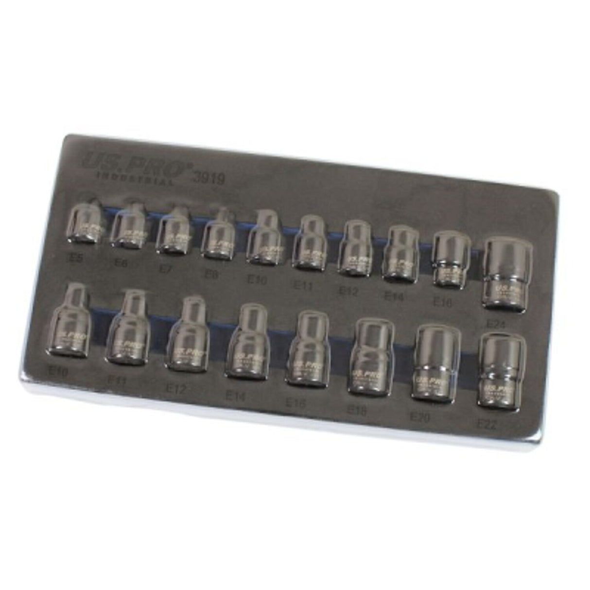 18 Piece 3/8in 1/2in Drive Impact E TORX Socket Set
