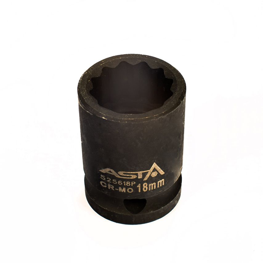 18mm 1/2" Drive Short Impact Socket 12 Point (12PT) Heavy Duty 38mm Length