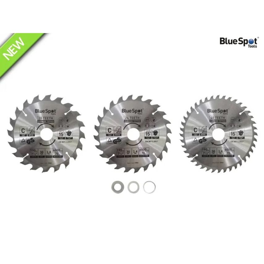 190mm Circular Saw Blade Set, 3 Piece