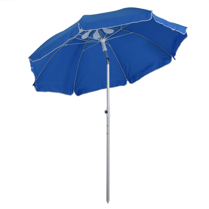 1.96m Patio Arced Beach Umbrella FCM Angle Pointed Design Carry Bag 84D-092BU