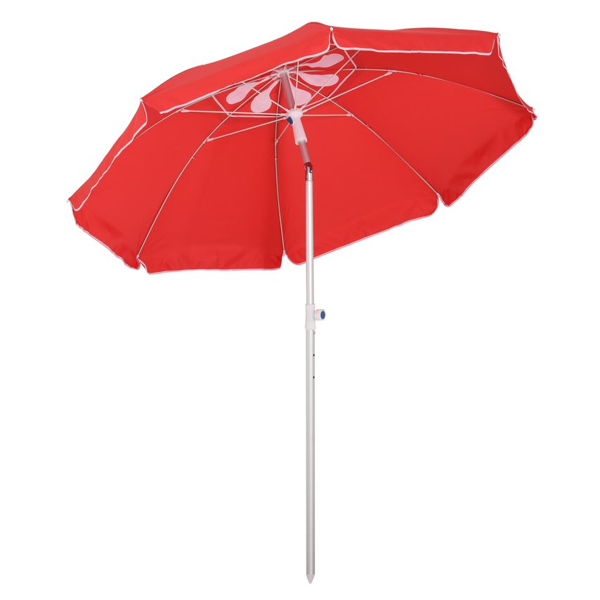 1.96m Patio Arced Beach Umbrella FCM Angle Pointed Design Carry Bag 84D-092RD