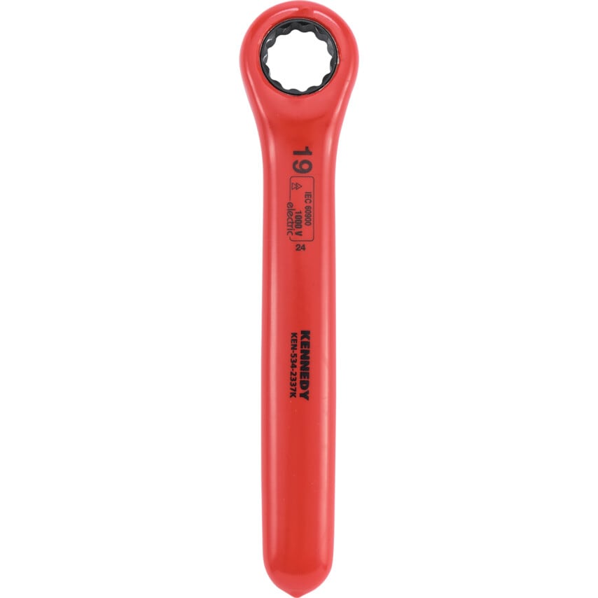 19mm Insulated Ratchet Ring Spanner Double Triangle 1000V
