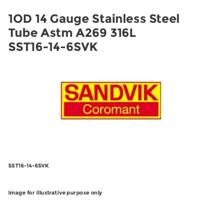 1OD 14 Gauge Stainless Steel Tube Astm A269 316L SST16-14-6SVK
