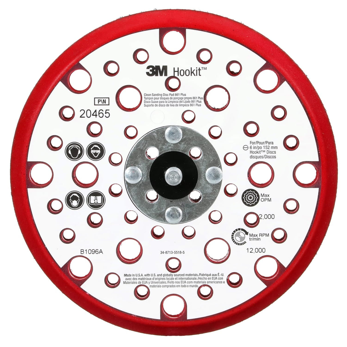 20465 150mm Low Profile Clean Sanding Back-up Pad