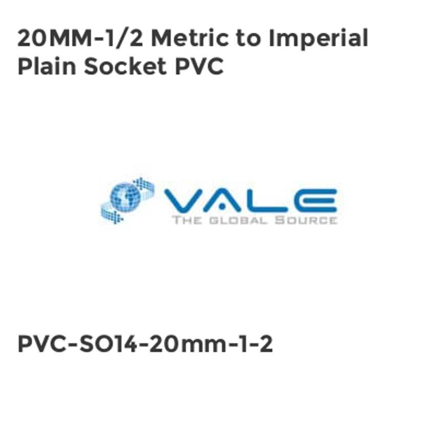20MM-1/2 Metric to Imperial Plain Socket PVC PVC-SO14-20mm-1-2
