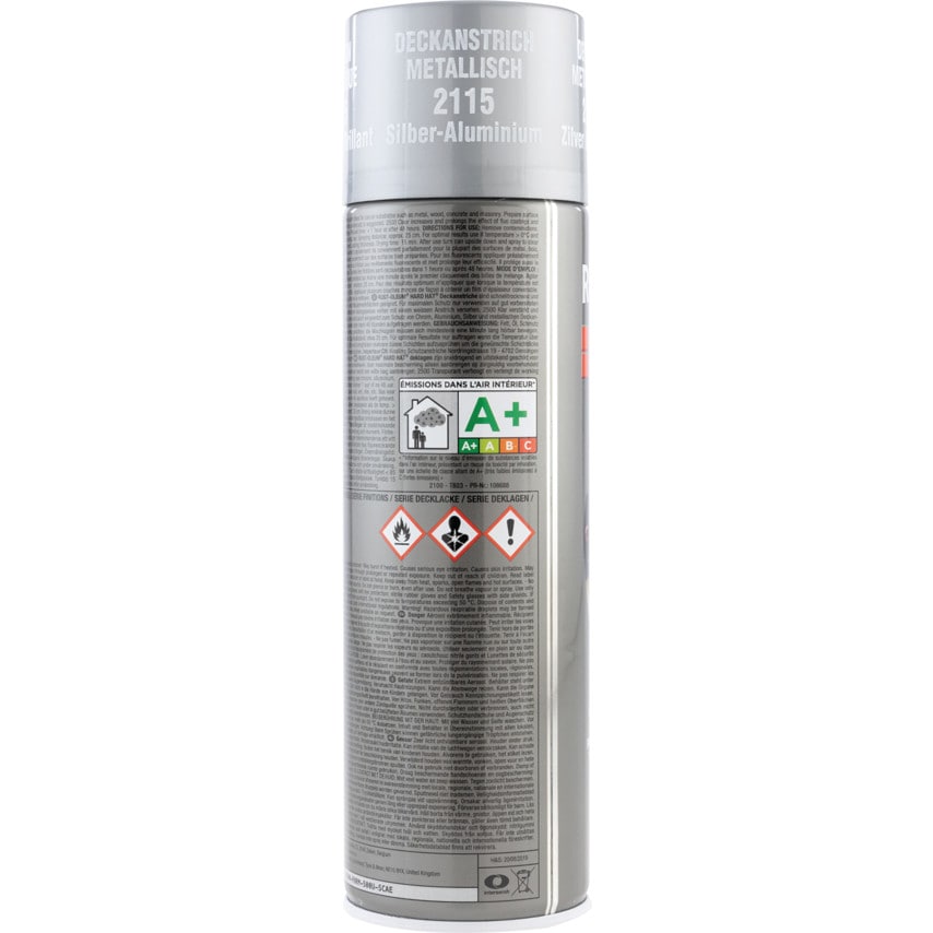 2115 Hard Hat High Performance Silver Aluminium Topcoat Aerosol Paints - 500ML