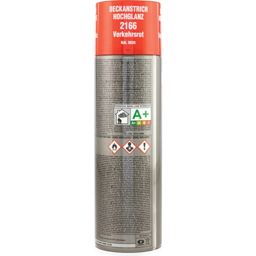 2166 Hard Hat Traffic Red High Performance Topcoat Aerosol Paint - 500ML