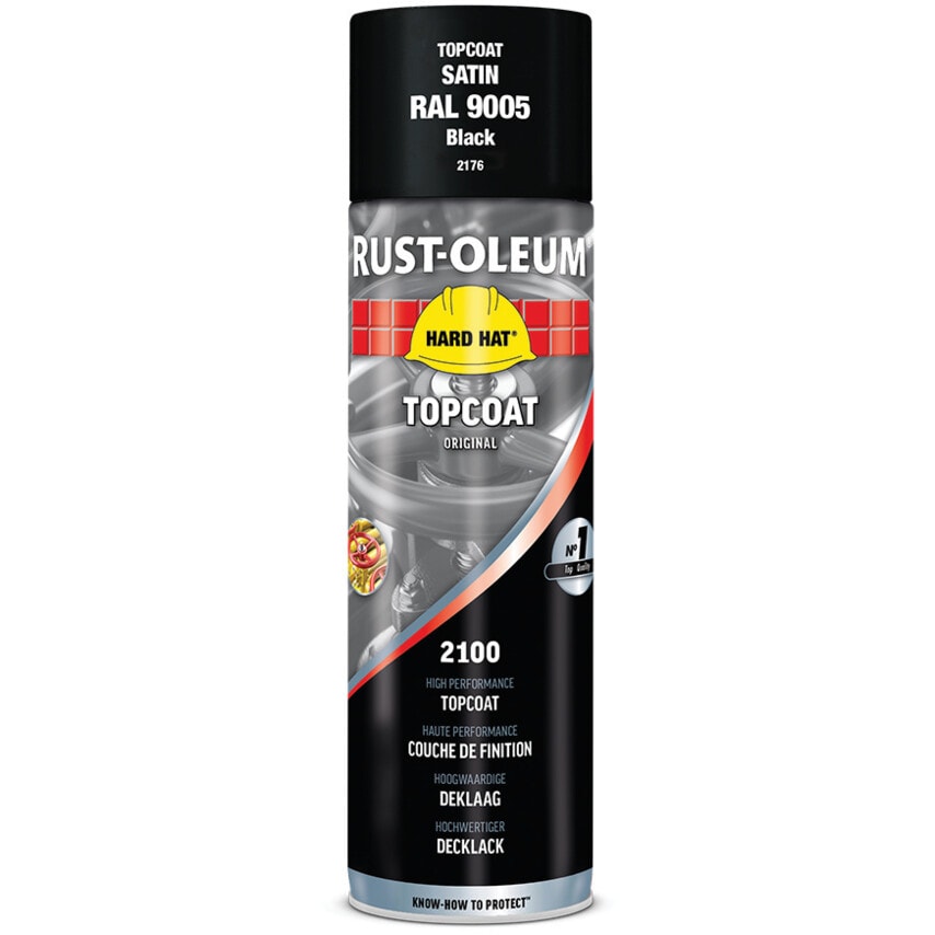 2176 Hard Hat Satin Black High Performance Topcoat Aerosol Paint - 500ML