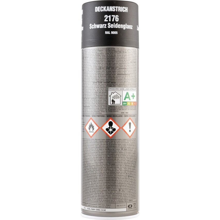 2176 Hard Hat Satin Black High Performance Topcoat Aerosol Paint - 500ML