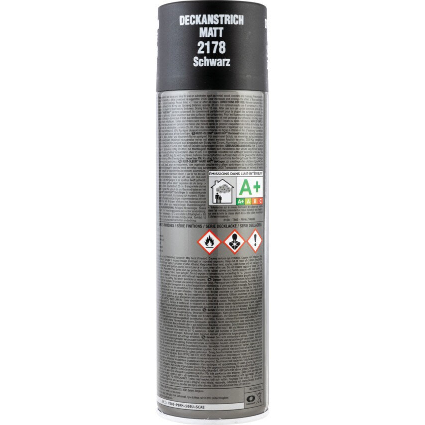 2178 Hard Hat Flat Black High Performance Topcoat Aerosol Paint - 500ML
