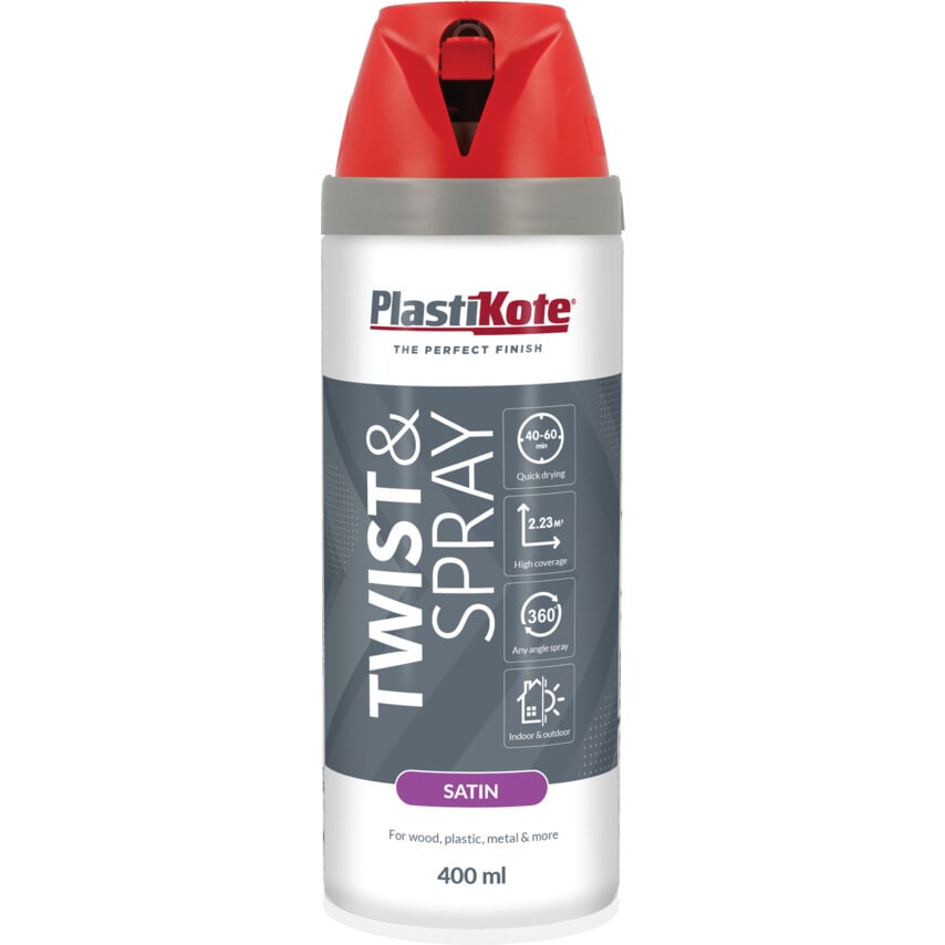 22106 Twist & Spray Satin Real Red Aerosol Paint - 400ML