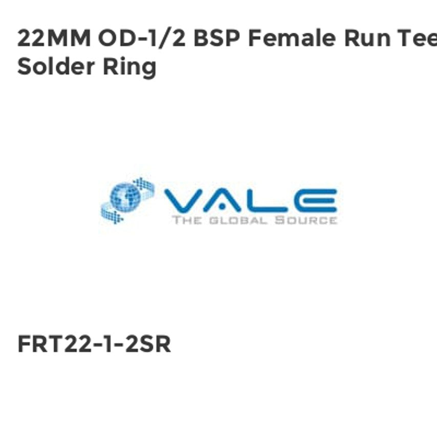 22MM OD-1/2 BSP Female Run Tee Solder Ring