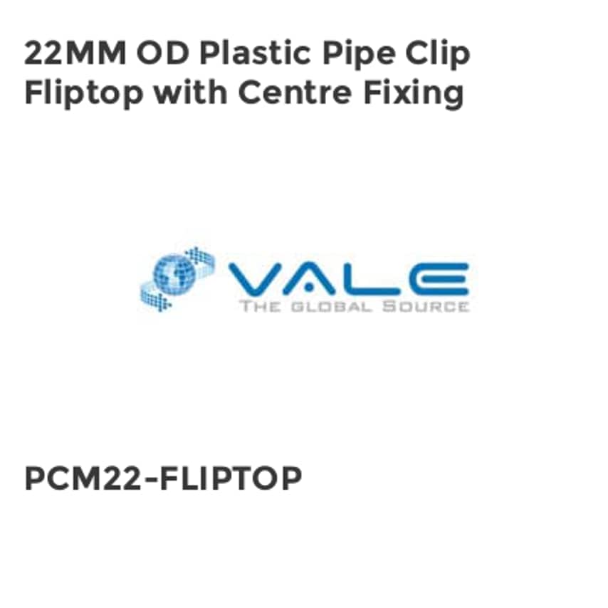 22MM OD Plastic Pipe Clip Fliptop with Centre Fixing