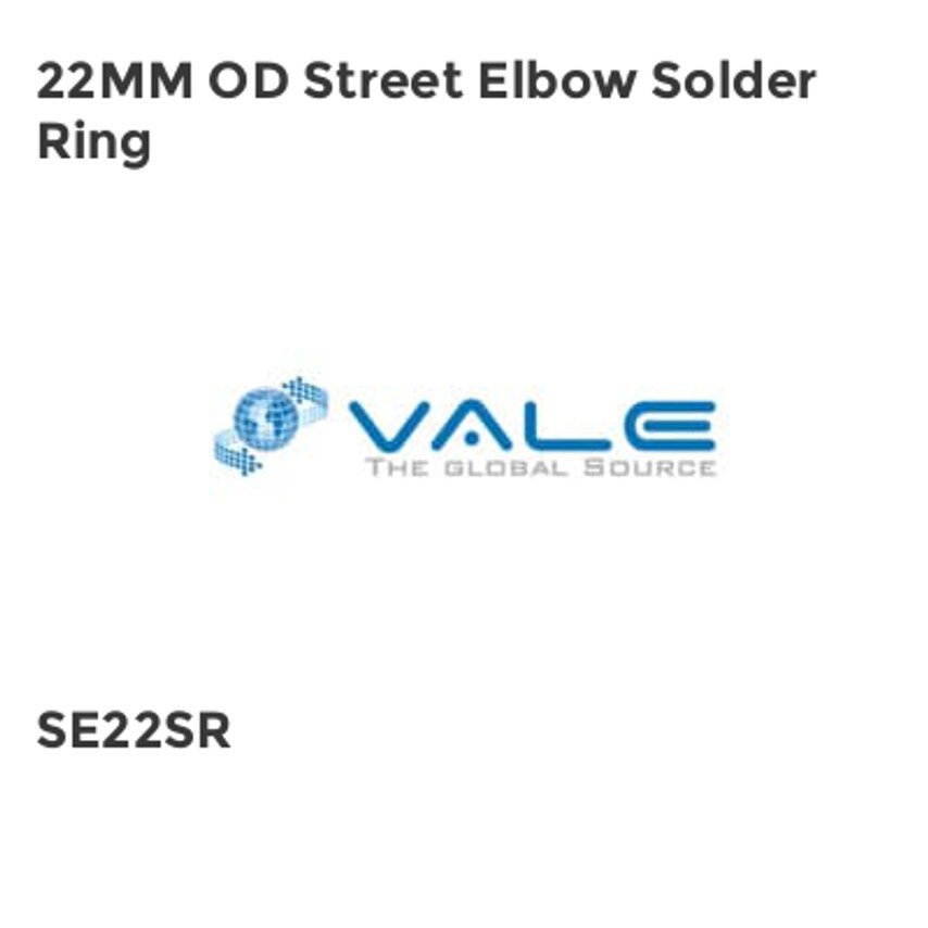 22MM OD Street Elbow Solder Ring SE22SR