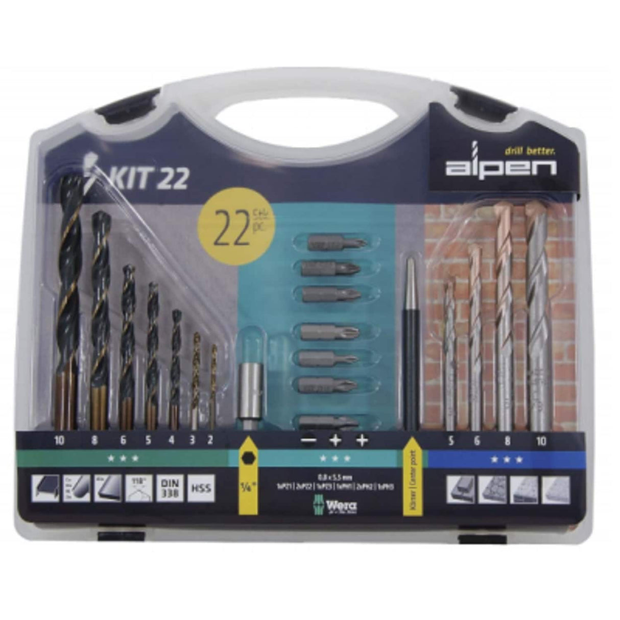 22 Piece HSS & Masonry Drill Set