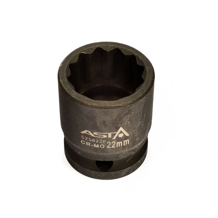 22mm 1/2" Drive Short Impact Socket 12 Point (12PT) Heavy Duty 38mm Length
