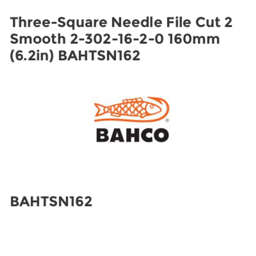 2-302-16-2-0 Three-Square Needle File Cut 2 Smooth 160mm (6.2in) BAHTSN162
