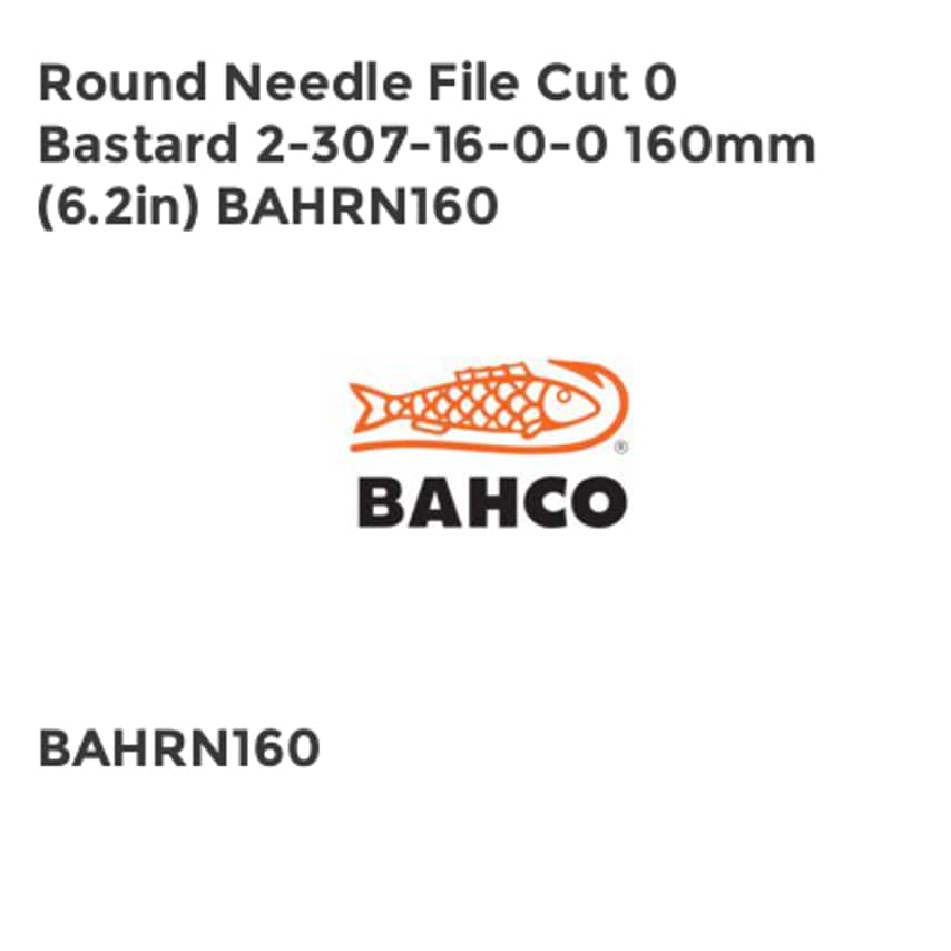 2-307-16-0-0 Round Needle File Cut 0 Bastard 160mm (6.2in) BAHRN160